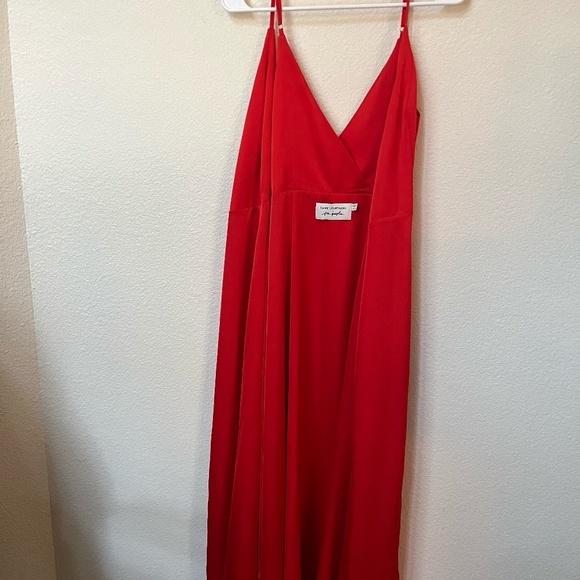 FAME & PARTNERS x FREE PEOPLE | Red Bond Maxi Wrap Dress w Thigh Slit | Size 4 - Picture 3 of 12